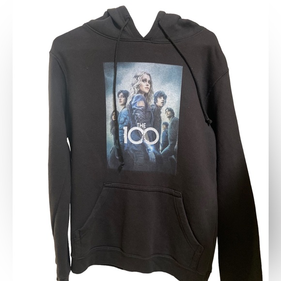 Nice The 100 TV Show Graphic Promo Black Hoodie Men’s S MINT Sc-Fi Netflix - Picture 1 of 5